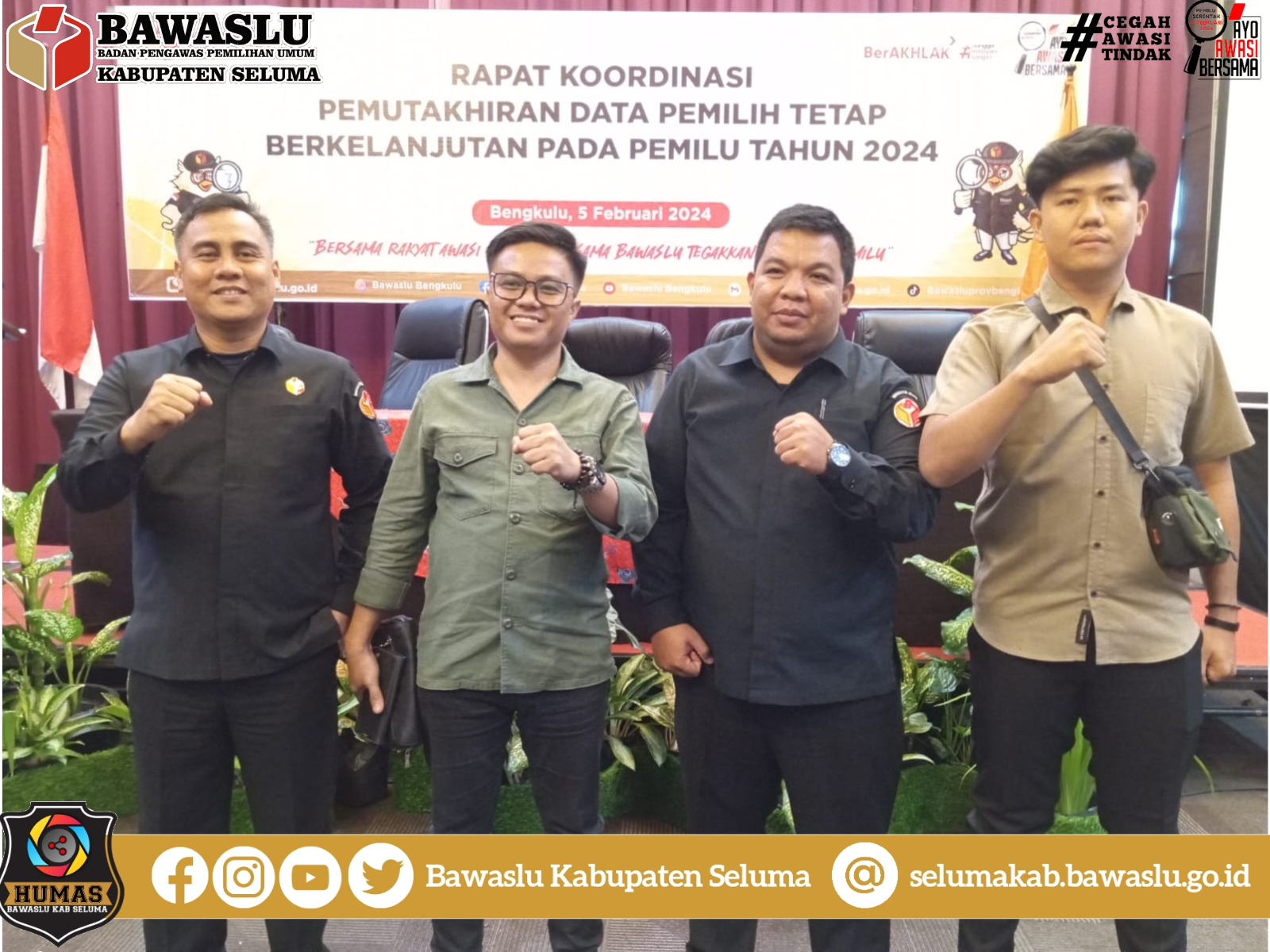 Bawaslu Kabupaten Seluma Hadiri Rapat Koordinasi Pemutakhiran DPTb dan DPK Pada Pemilu Tahun 2024