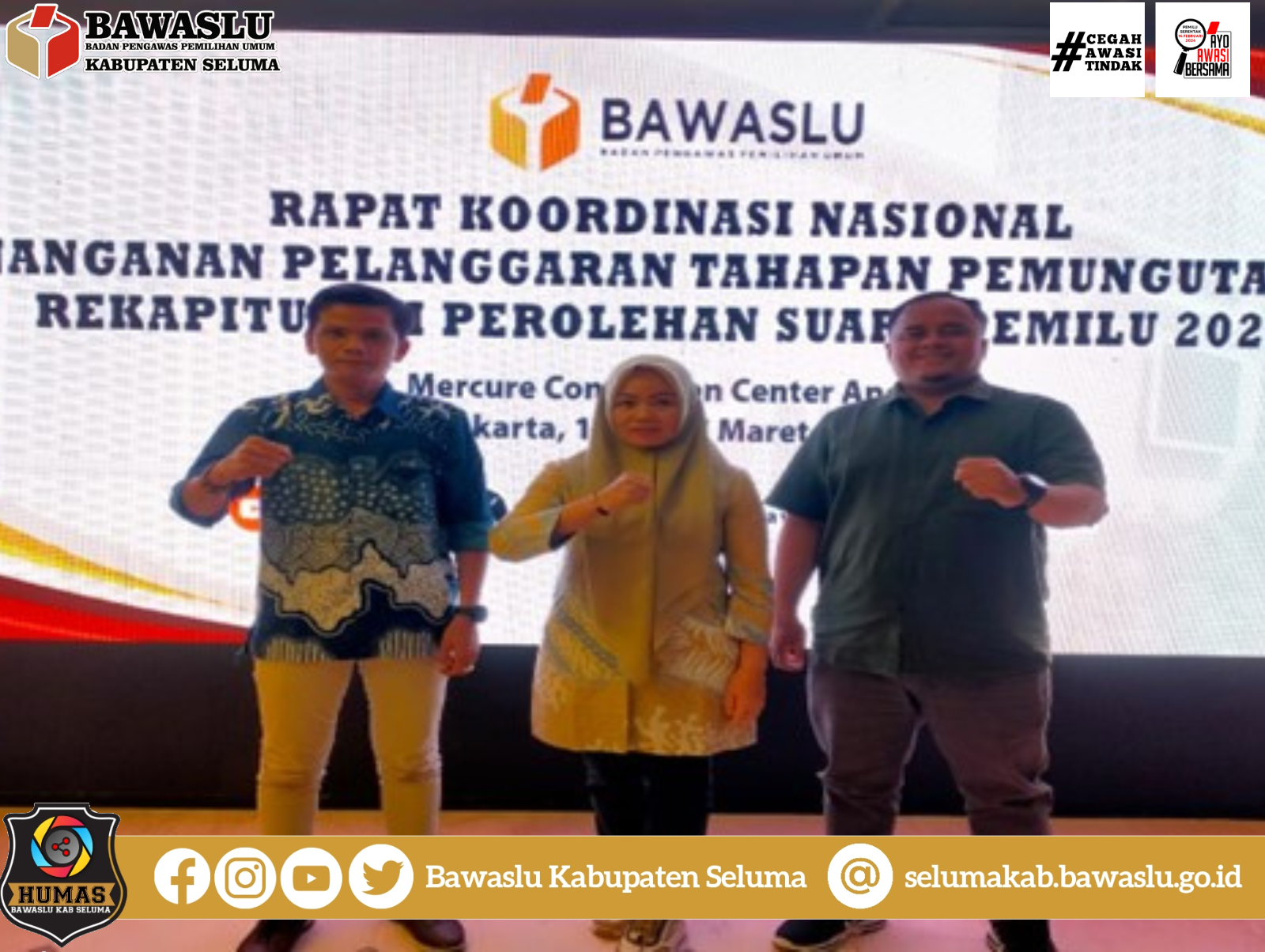 Bawaslu Kabupaten Seluma Ikuti Rapat Koordinasi Nasional Penanganan Pelanggaran Tahapan Pemungutan dan Rekapitulasi Perolehan Suara Pemilu 2024