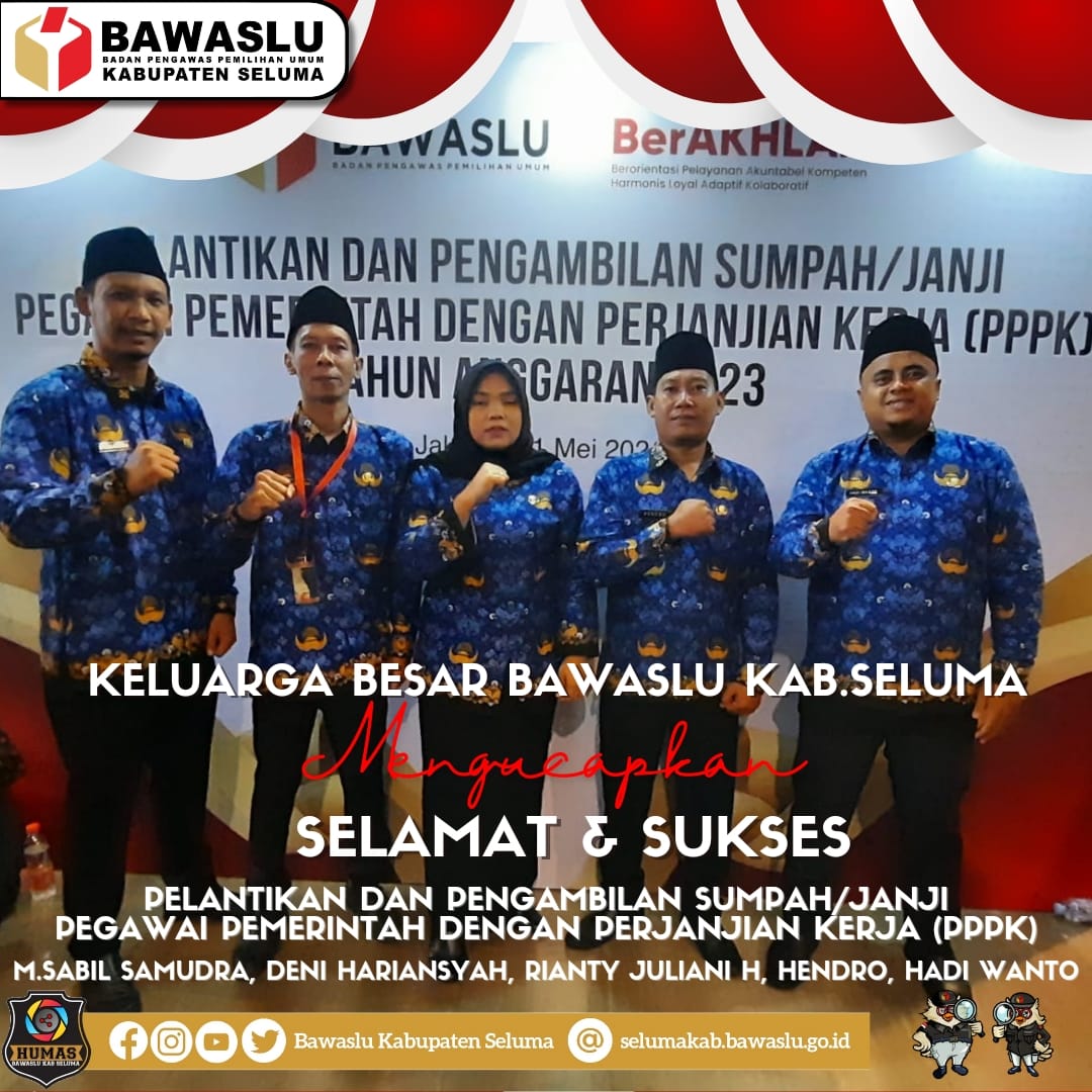 Pelantikan dan Pengambilan Sumpah/Janji PPPK Tahun 2023 di Lingkungan Bawaslu
